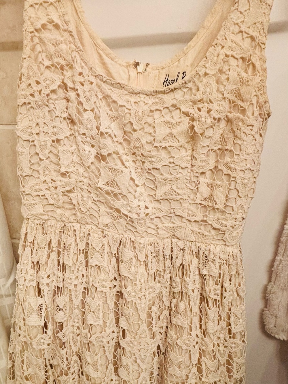 Handcrafted Ivory Crochet Lace Formal Dress by